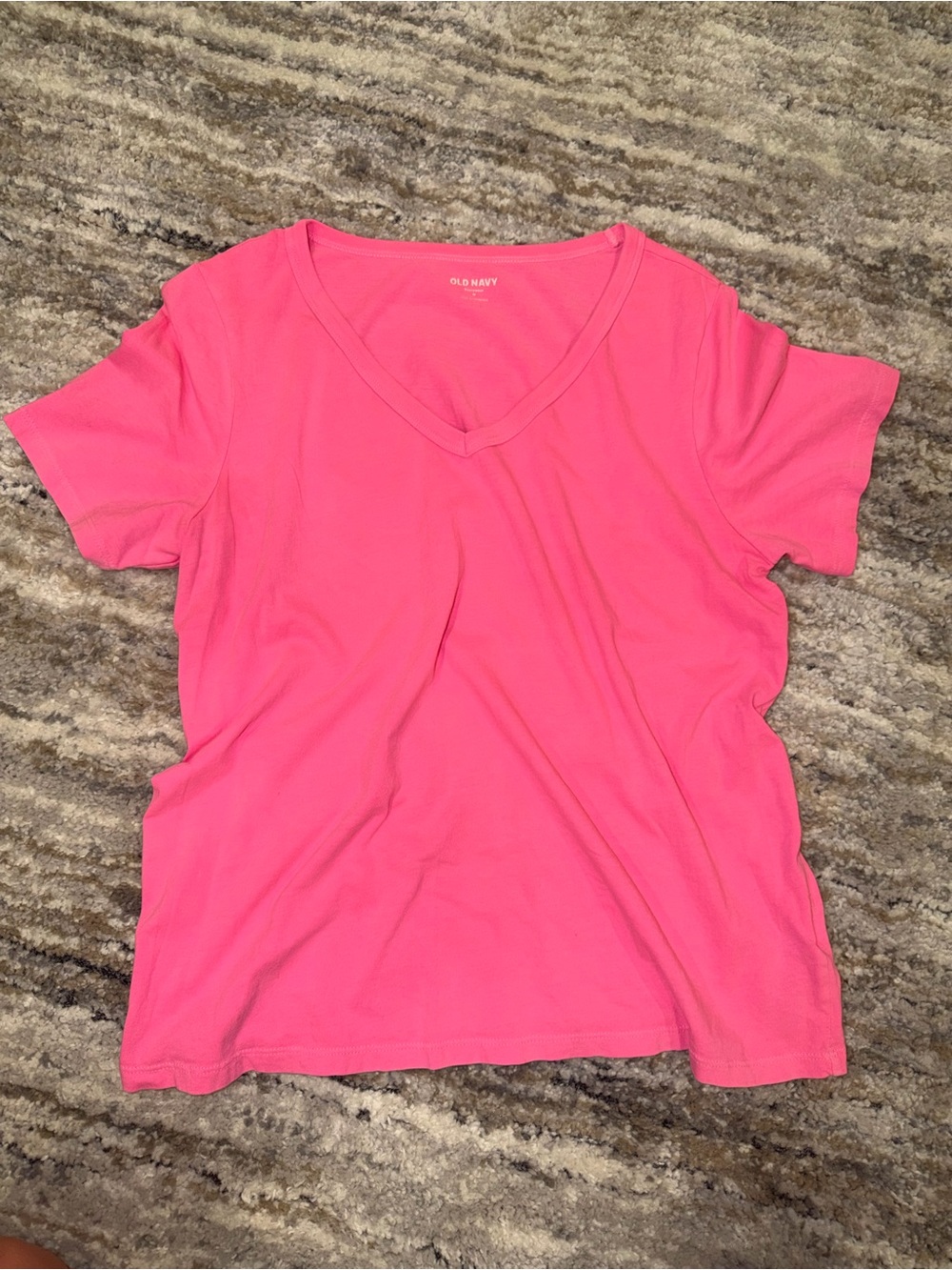Old Navy Bright Pink V-Neck Short Sleeve Tee